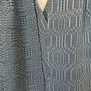 Silver, Natural, and Teal Blue Tencel Handwoven Scarf with Fringe image 7