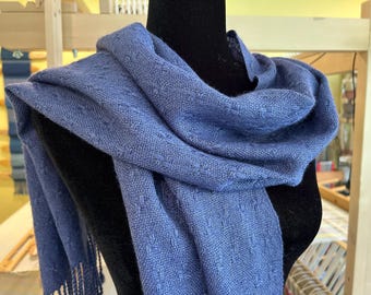 Handwoven Wool & Silk Scarf - Denim Purple - Lightweight Scarf - Beautiful Scarf