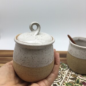 Ceramic Sugar Bowl, Pottery Lidded Container, Honey Pot Jar, Speckled Clay, Kitchen Storage, Sugar Container, Gift for Me,Holiday Gift image 6