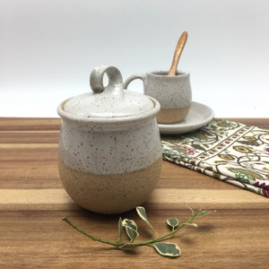 Ceramic Sugar Bowl, Pottery Lidded Container, Honey Pot Jar, Speckled Clay, Kitchen Storage, Sugar Container, Gift for Me,Holiday Gift image 7