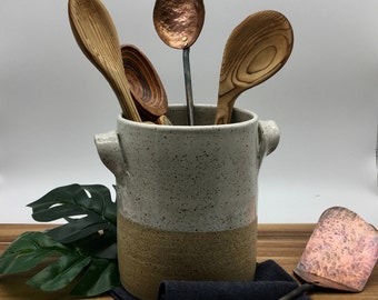 Ceramic Utensil Holder, Pottery Vase, Kitchen storage, Housewarming Gift, Wine Chiller, Rustic Kitchenware, Gift for Home Cook, Gift for Mom