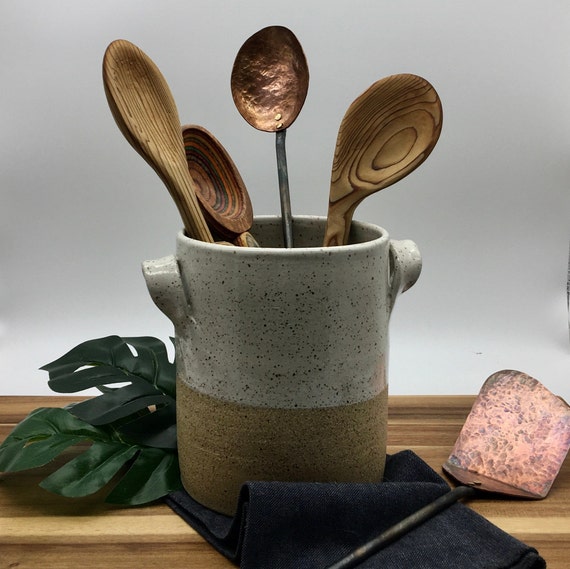 Stoneware Utensil Holder - Utensil Crock