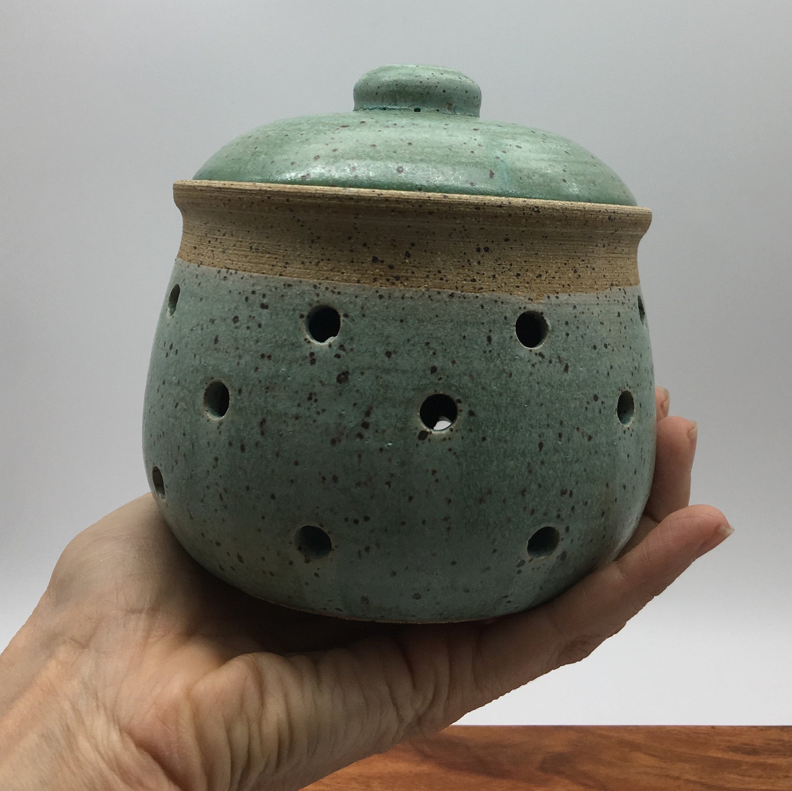 Wheel Thrown Pottery Garlic Holder Lidded Garlic Keeper Etsy