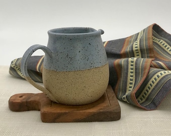 Handmade Speckled Clay Pottery Pitcher: Milk, Coffee, Tea Jug