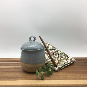 Ceramic Sugar Bowl, Pottery Lidded Container, Honey Pot Jar, Speckled Clay, Kitchen Storage, Sugar Container, Gift for Me,Holiday Gift image 4