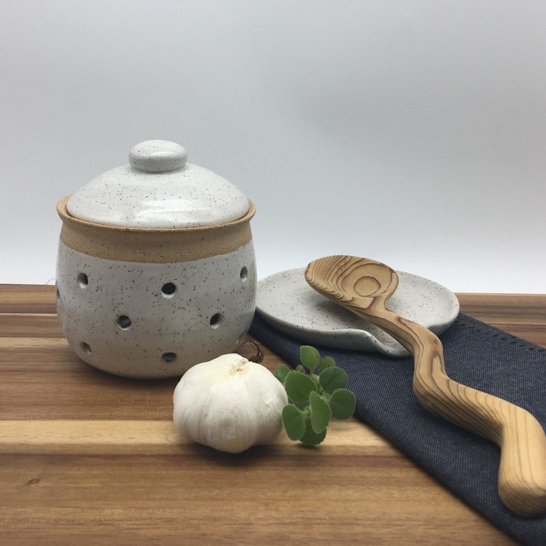 Wheel Thrown Pottery Garlic Holder Lidded Garlic Keeper Etsy