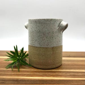 Speckled Ceramic Utensil Holder: Rustic Pottery Vase, Kitchen Storage
