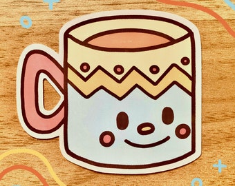 Teacup Boy Vinyl Sticker - Waterproof | bullet journal stationery penpal scrapbook notes decor tea cottagecore coffee water bottle laptop
