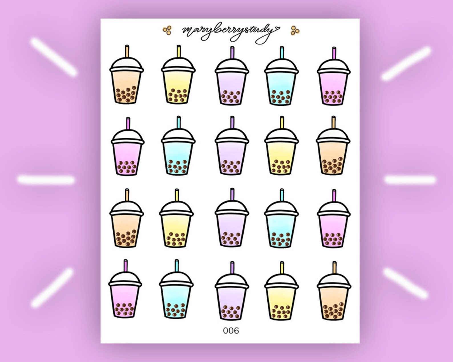 Bubble Tea Stickers For bullet journals stationery Etsy