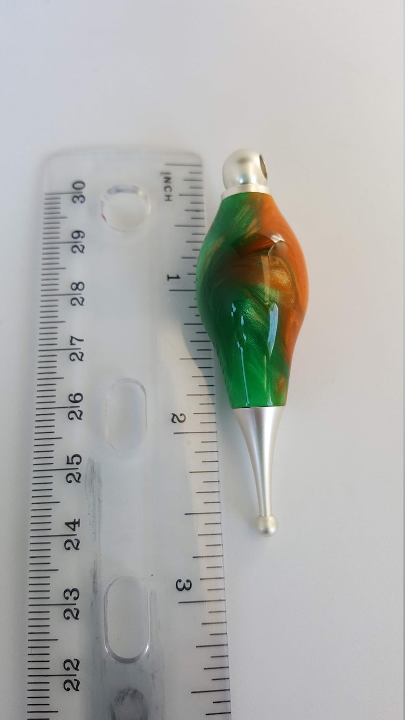 Green and Orange Swirls Handmade Christmas Ornament