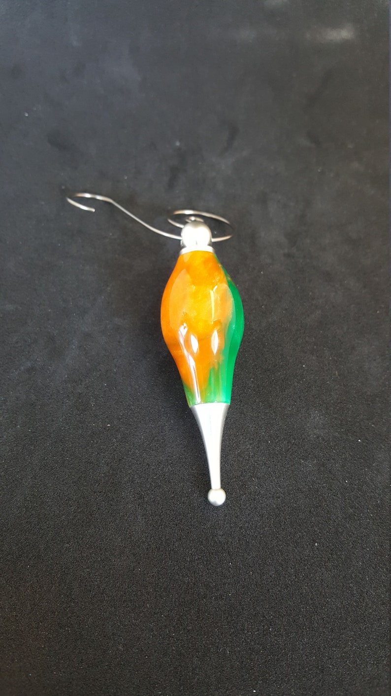 Green and Orange Swirls Handmade Christmas Ornament