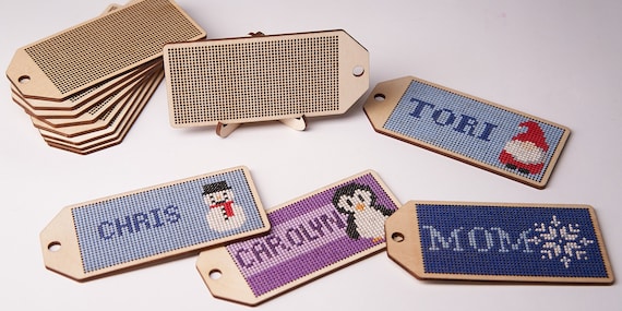 Wooden Cross Stitch Gift Tag Frame Blank
