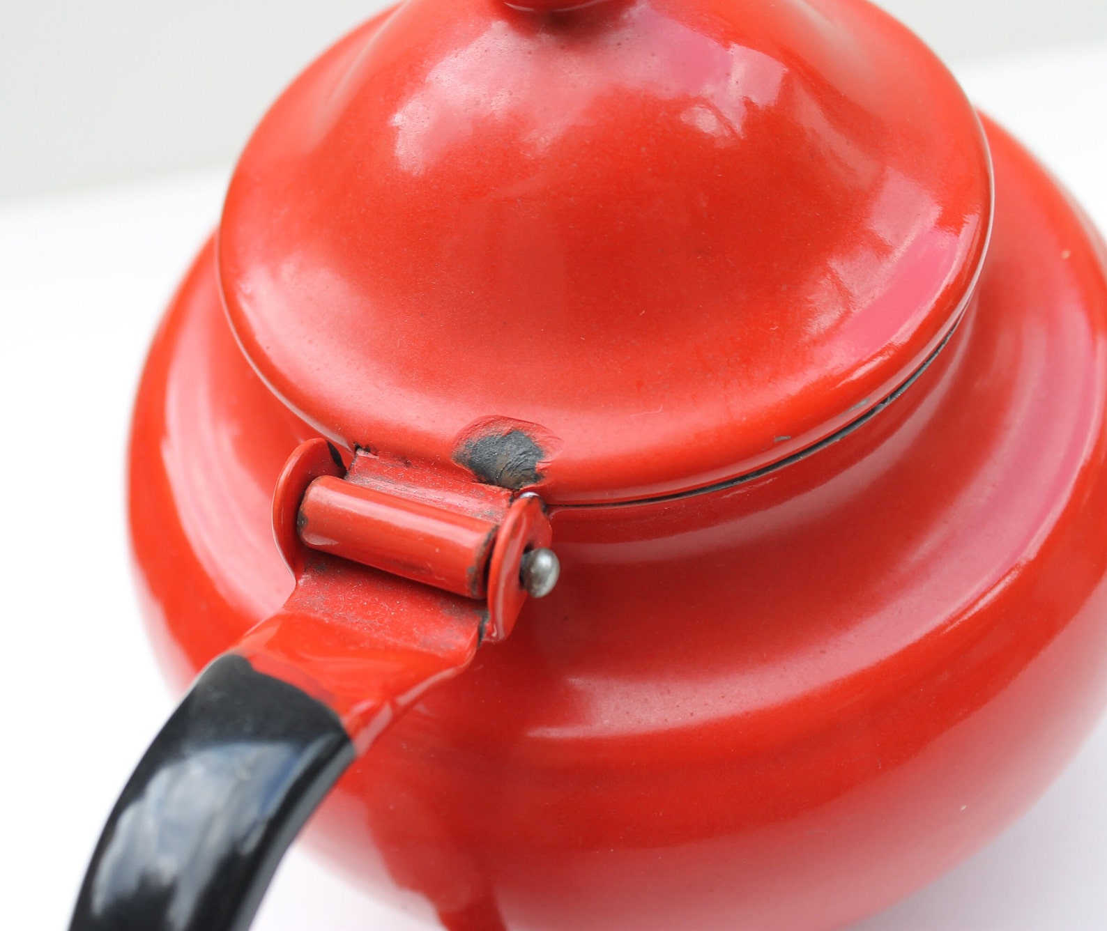 Enamel Tea Kettle Vintage Red Kitchen/ Retro Home Decor / Mid Etsy