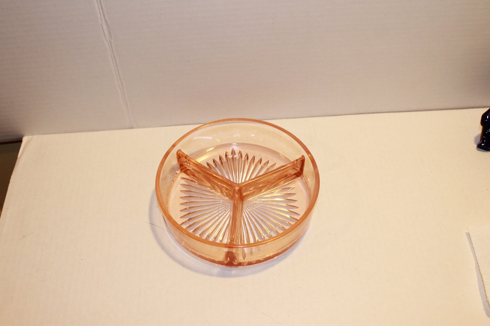 Pink Depression Glass Bowl/relish Tray/candy Dish With Dividers With