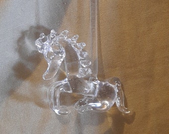 Vintage Clear Glass carousel horse Figurine Miniature handmade art lampwork