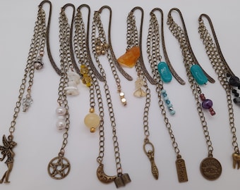 Handgemaakte bronskleurige metalen Witchy Pagan Magic bladwijzer. Aangepaste bestellingen welkom!