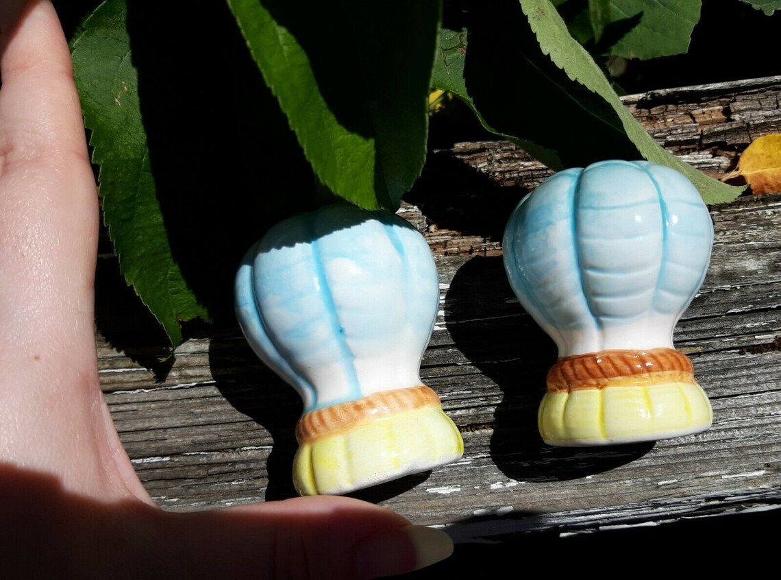 Ceramic Hot Air Balloon Salt And Pepper Plug Bottom Shakers Etsy