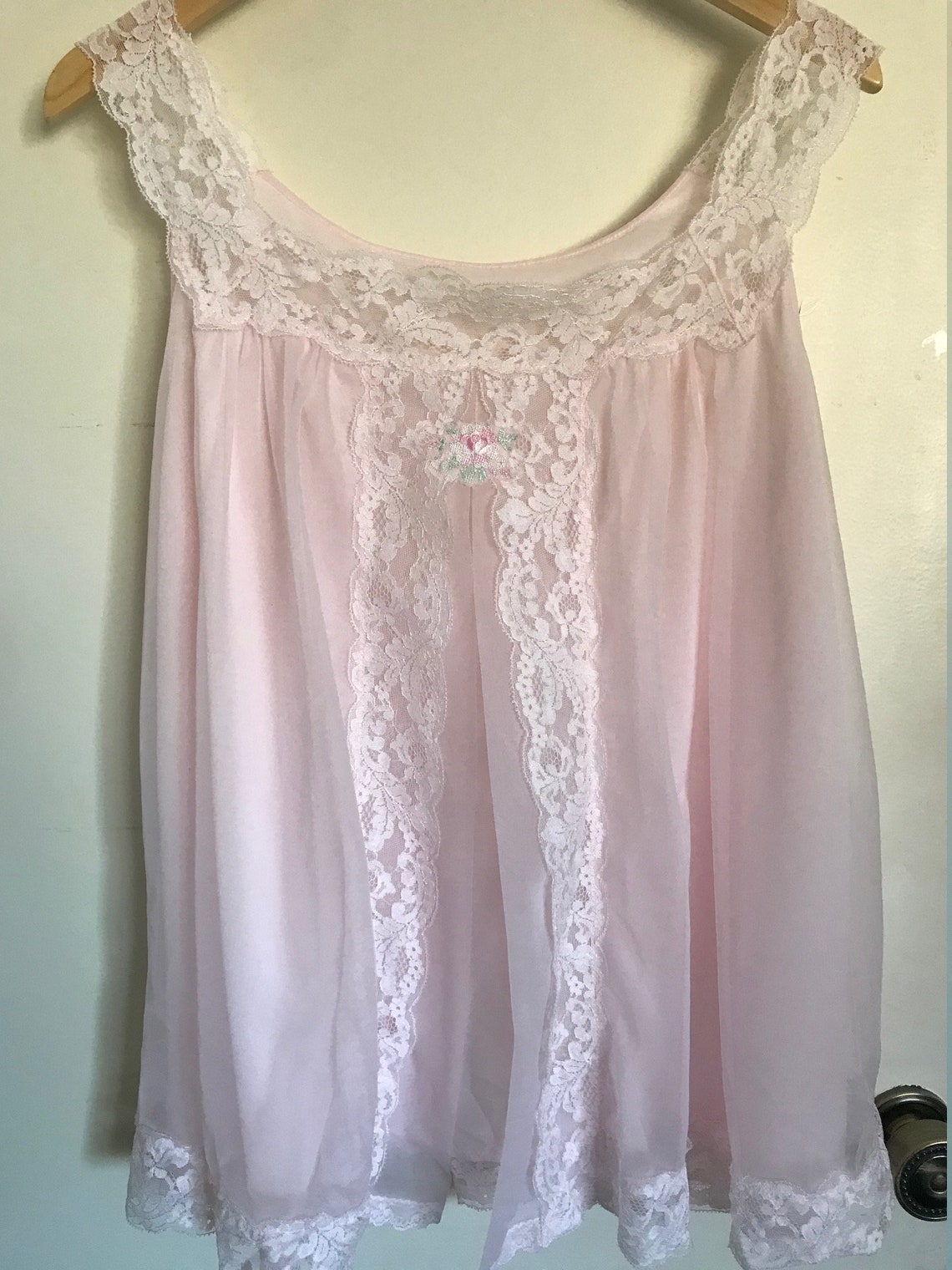 Vintage Negligee Top 70's Baby Doll Peignior Pale Pink Etsy