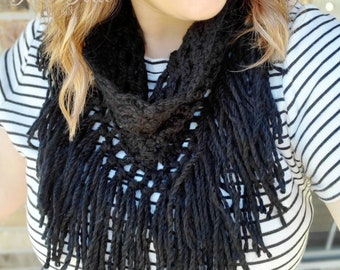 Fringe Scarf | Crochet Scarf | Fall Accessories | Halloween | Lightweight Scarf | Bandana Scarf | Bohemian Scarf | Casual | Stocking Stuffer