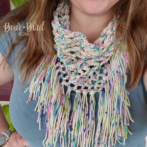 Crochet Fringe Scarf | Bandana Scarf |Bohemian Scarf |Shawl | stocking stuffer | Mommy & Me | Custom Crochet | Bridal Scarf | Spring Scarf