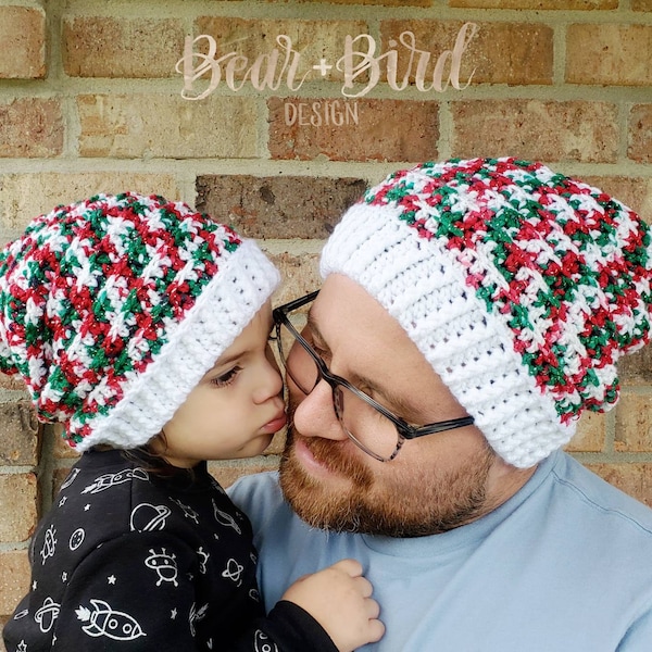 Christmas Beanie | Crochet Santa Hat | Mommy and Me | Daddy and Me | White Elephant | Stocking Stuffer | Office Party | Toboggan | Unique