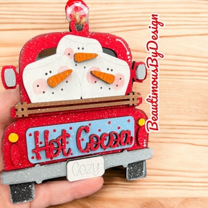 Gift card holder ornament, Christmas ornament, ornament gift, truck gift card holder, handmade ornament, reusable gift card holder image 6
