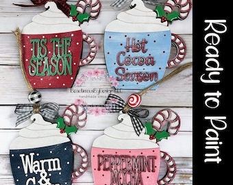 READY TO PAINT gift card holder ornament, Christmas ornament, cocoa ornament, coffee gift card holder, reusable gift card holder