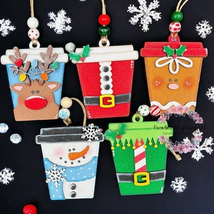 Gift card holder ornament, Christmas ornament, ornament gift, coffee gift card holder, handmade ornament, reusable gift card holder image 1