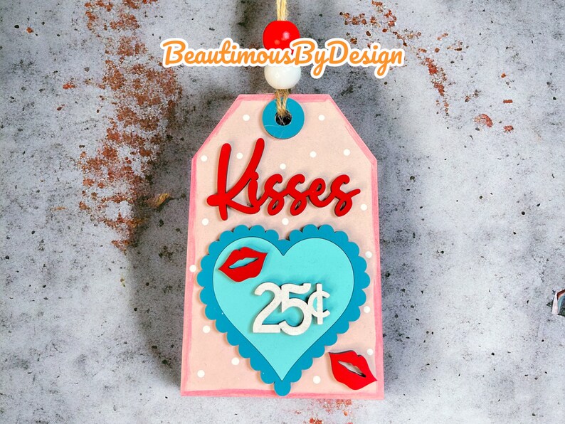 Valentine's gift tag, Valentine's ornament, Valentine's gift card holder, ornament gift, handmade ornament, reusable gift card holder image 6