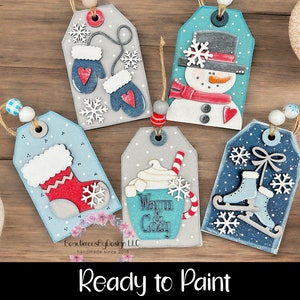 READY TO PAINT Christmas gift tag, Christmas ornament, Christmas gift card holder, ornament gift, handmade ornament, reusable gift card tag
