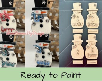 READY TO PAINT snowman decor, snowman shelf sitter, holiday decor, Christmas mantle decor, winter decor, standing snowman, hand painted