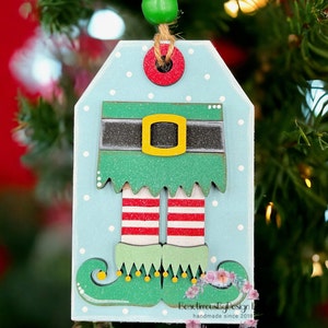Christmas gift tag, Christmas gift card holder, elf, reindeer, Santa, gift for her, gift for him, handmade gift, reusable gift card holder image 2
