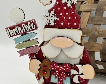 Santa gnome, Santa decor, Santa shelf sitter, holiday gnome, Christmas gnome, Christmas mantle decor