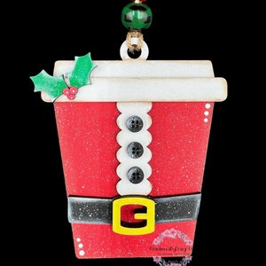 Gift card holder ornament, Christmas ornament, ornament gift, coffee gift card holder, handmade ornament, reusable gift card holder image 2