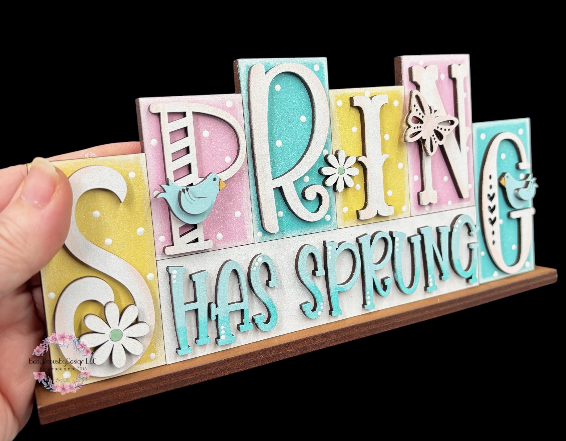 Spring Block Decor Spring Word Block, Spring Decor, Springtime Shelf Sitter, Easter Decor ...