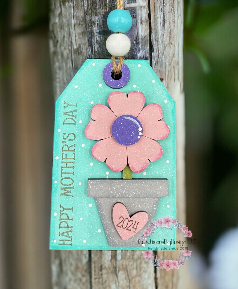 DIY Mother's Day gift tag, Mother's Day gift card holder, gift for her, gift for mom, gift for grandma, paint party image 5