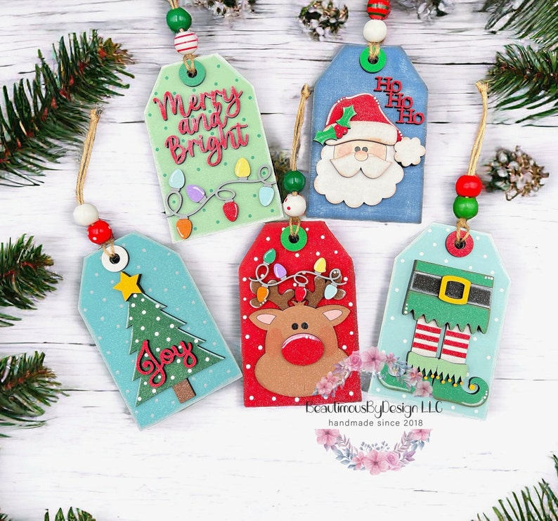 Christmas gift tag, Christmas gift card holder, elf, reindeer, Santa, gift for her, gift for him, handmade gift, reusable gift card holder image 9
