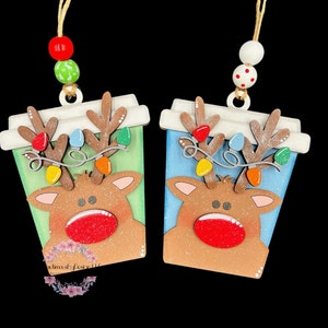 Gift card holder ornament, Christmas ornament, ornament gift, coffee gift card holder, handmade ornament, reusable gift card holder image 5
