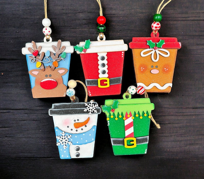 Gift card holder ornament, Christmas ornament, ornament gift, coffee gift card holder, handmade ornament, reusable gift card holder image 8