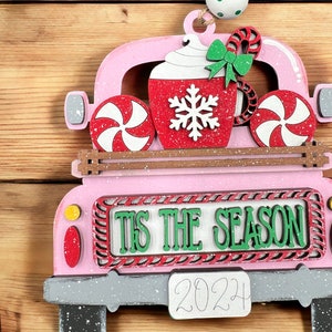 Gift card holder ornament, Christmas ornament, ornament gift, truck gift card holder, handmade ornament, reusable gift card holder image 2