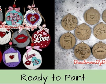 DIY Valentine's Day ornament, Valentine's gift, ready to paint ornament, paint party, family craft, paint yourself, ornament wood blank