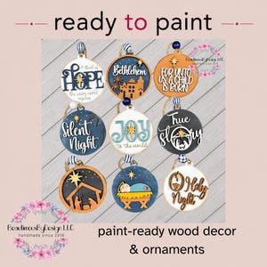 READY TO PAINT Christmas ornament, nativity ornament, paint party, family craft, ornament wood blank, religious ornament, church craft