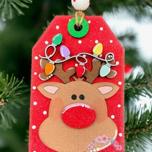 Christmas gift tag, Christmas gift card holder, elf, reindeer, Santa, gift for her, gift for him, handmade gift, reusable gift card holder image 3