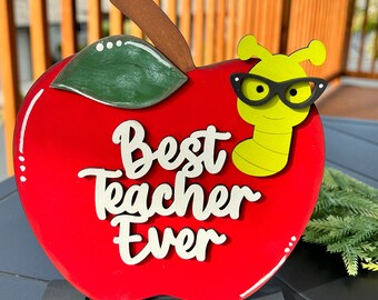 READY TO SHIP teacher gift, Best Teacher Ever, gift card holder, teacher appreciation, teacher gift, 100th day of school, school gift