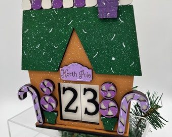Reusable advent calendar, gingerbread house, gingerbread advent, wooden advent calendar, shelf sitter advent, Christmas countdown