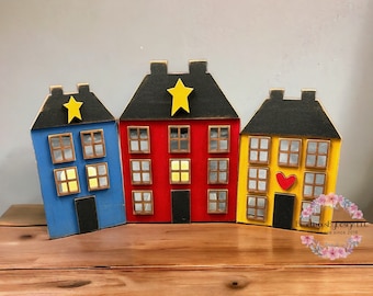 Primitive house, prim decor, Americana decor. salt box house, rustic decor, farmhouse decor, primitive decor, mantle decor, shelf decor