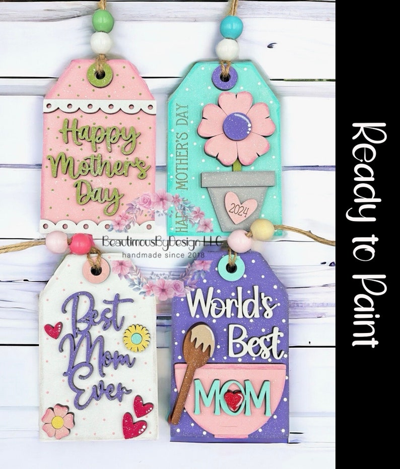 DIY Mother's Day gift tag, Mother's Day gift card holder, gift for her, gift for mom, gift for grandma, paint party image 1
