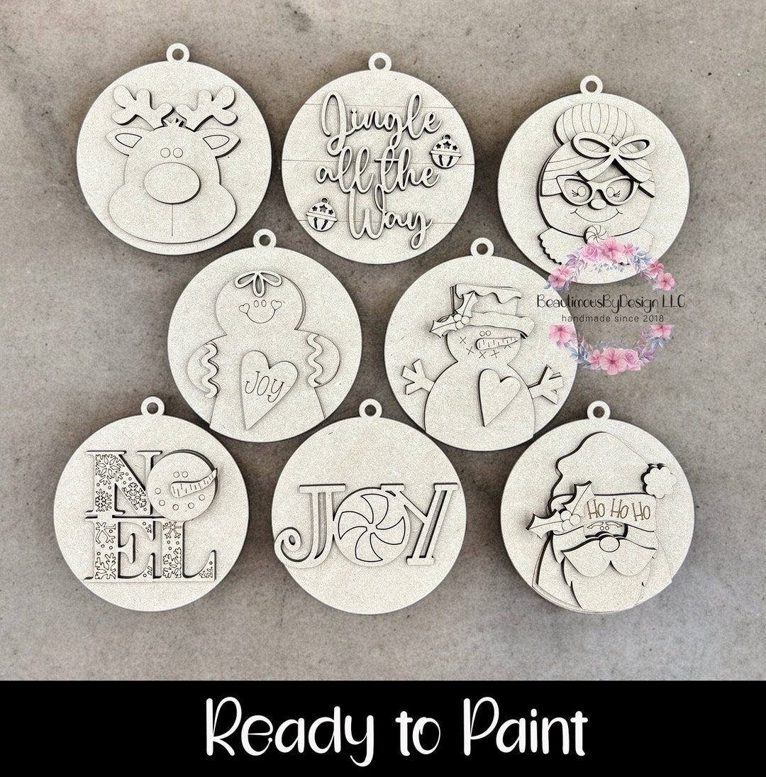 READY TO PAINT Christmas Ornament, Christmas Gift, Paint Party, Family ...