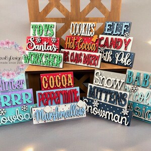 Christmas word stackers, winter word stackers, office Christmas decor, handmade decor, hand painted, mantle decor, housewarming