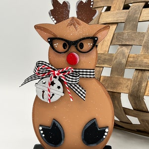 Reindeer decor, Christmas decor, reindeer shelf sitter, holiday decor, Christmas mantle decor, winter decor, standing reindeer, hand painted